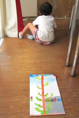 絵画クラス　銀杏の木を描く
